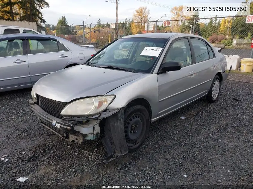 2HGES16595H505760 2005 Honda Civic Lx