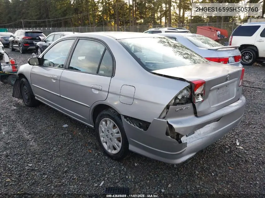 2HGES16595H505760 2005 Honda Civic Lx