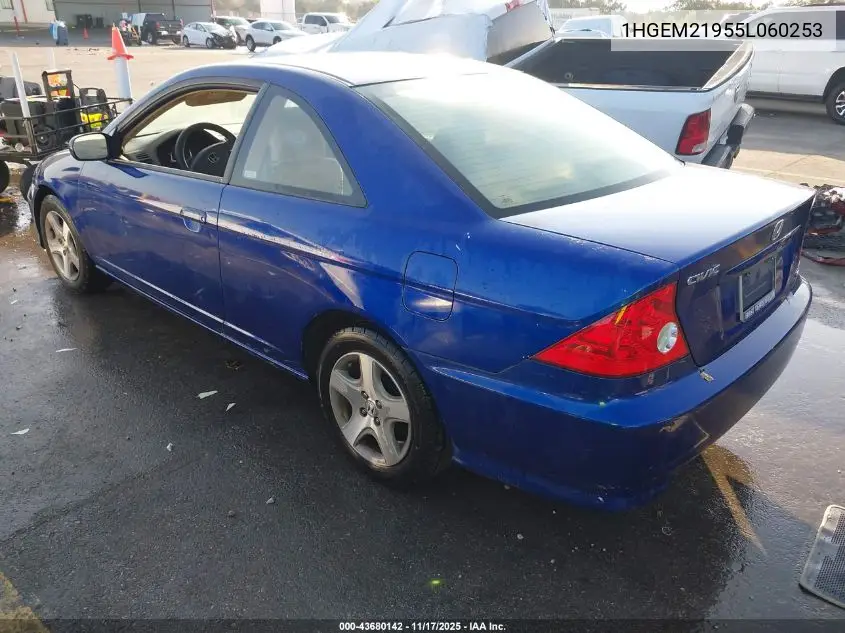 1HGEM21955L060253 2005 Honda Civic Ex