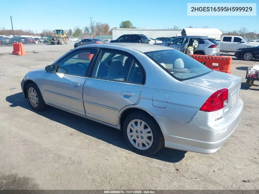 2HGES16595H599929 2005 Honda Civic Lx