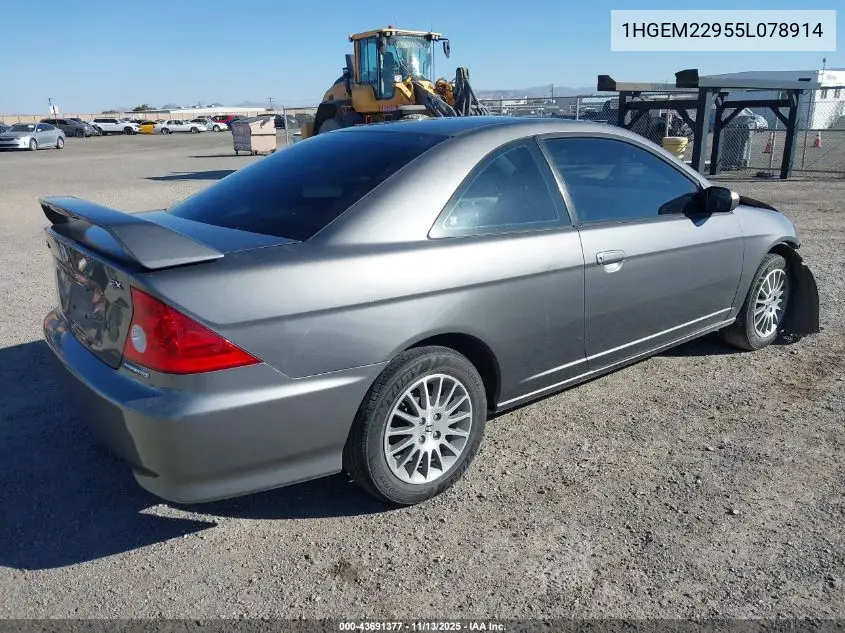 1HGEM22955L078914 2005 Honda Civic Ex