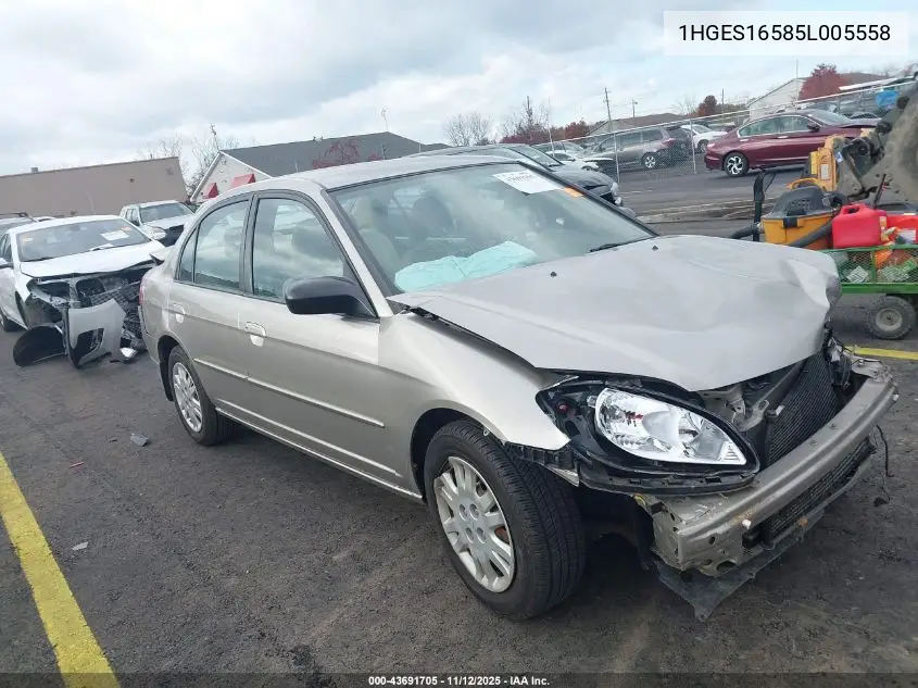 1HGES16585L005558 2005 Honda Civic Lx