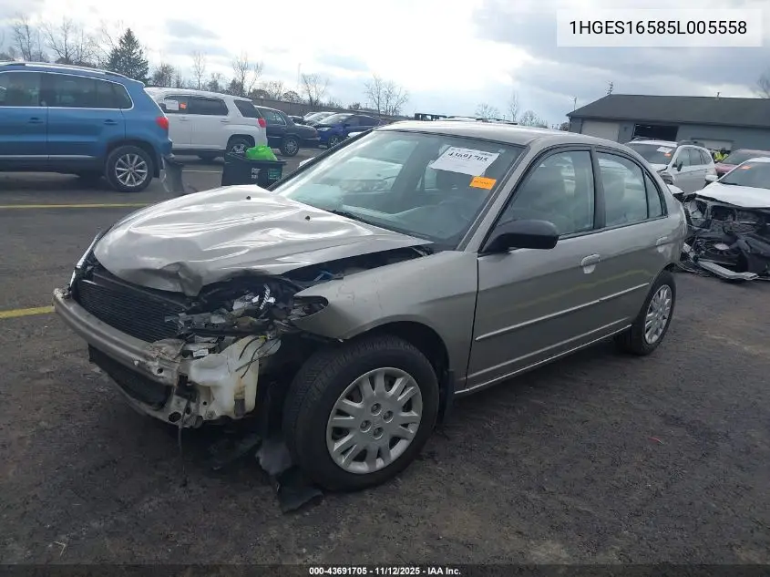 1HGES16585L005558 2005 Honda Civic Lx