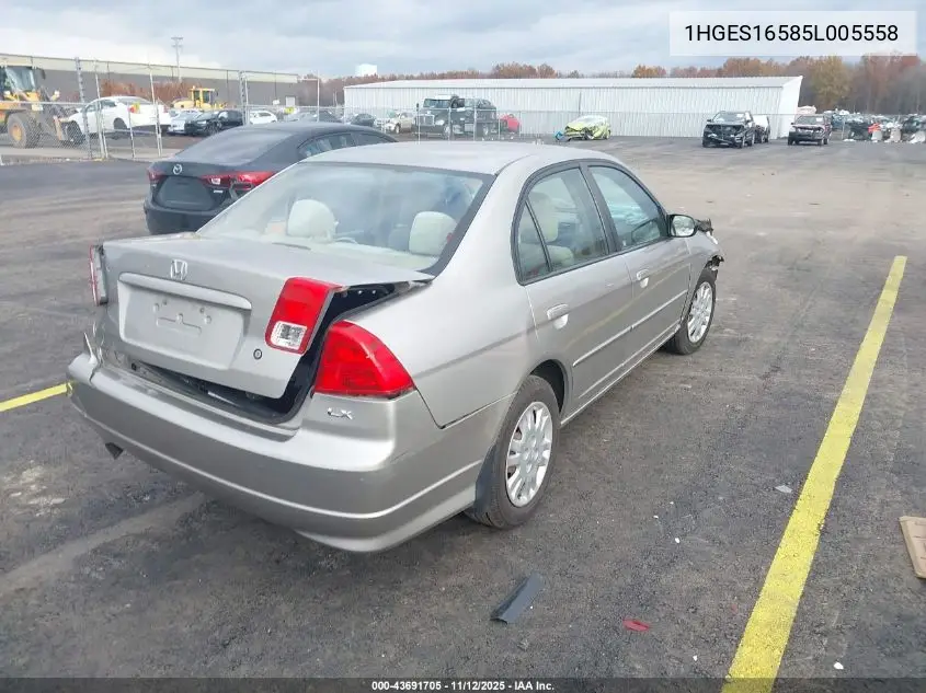 1HGES16585L005558 2005 Honda Civic Lx