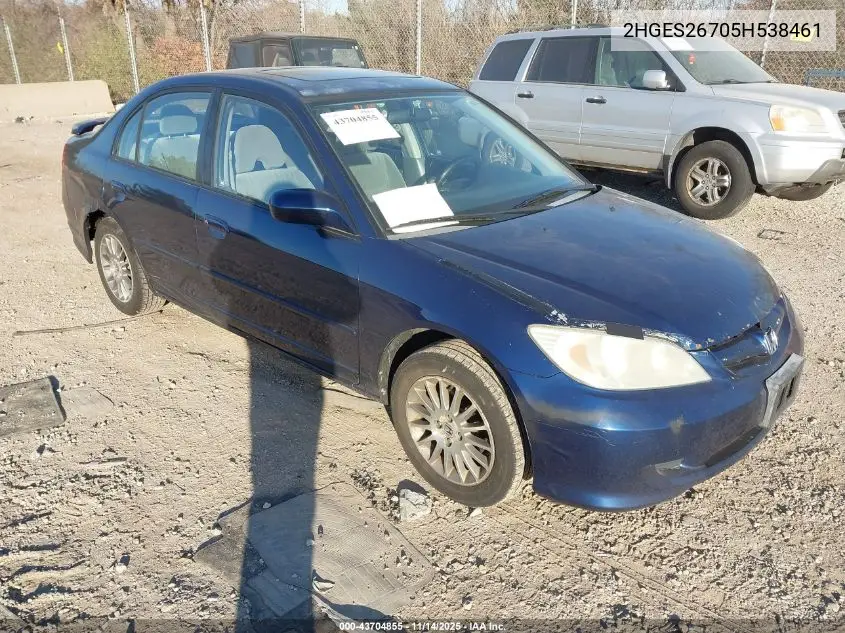 2HGES26705H538461 2005 Honda Civic Ex