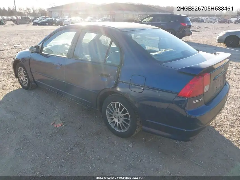 2HGES26705H538461 2005 Honda Civic Ex