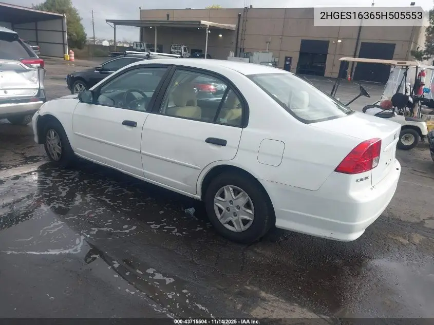 2HGES16365H505553 2005 Honda Civic Vp