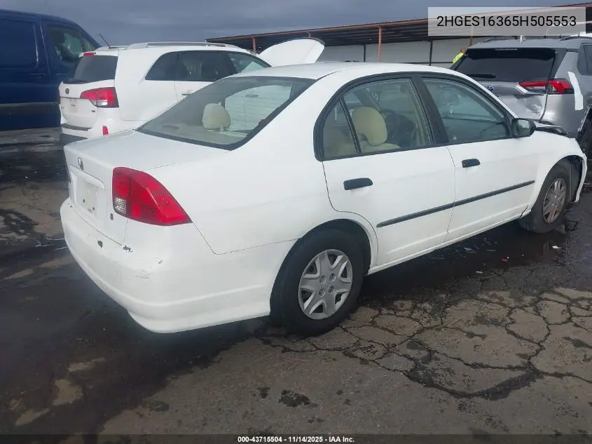 2HGES16365H505553 2005 Honda Civic Vp