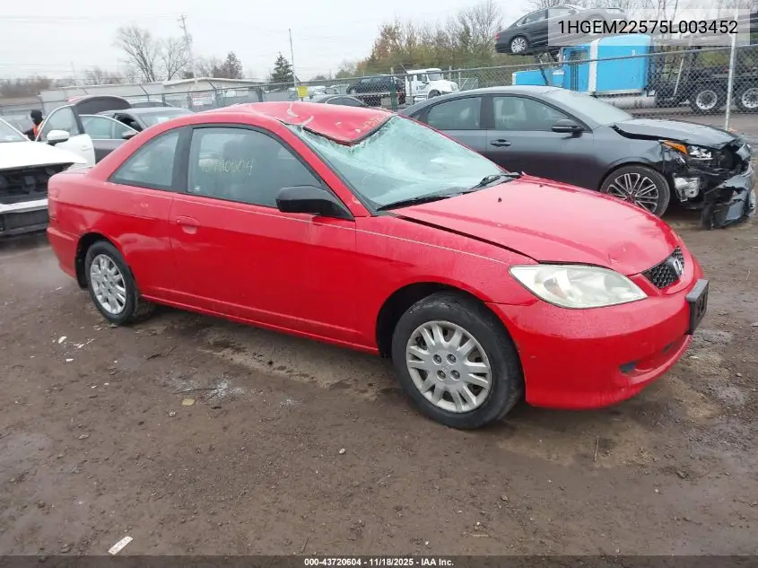 1HGEM22575L003452 2005 Honda Civic Lx