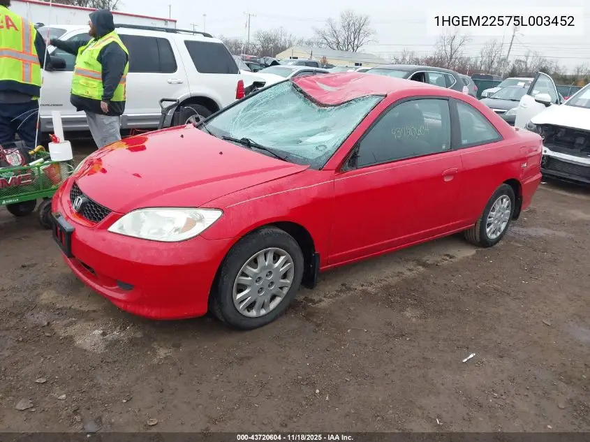 1HGEM22575L003452 2005 Honda Civic Lx