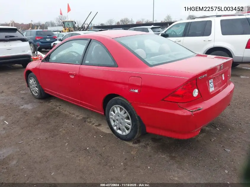 1HGEM22575L003452 2005 Honda Civic Lx