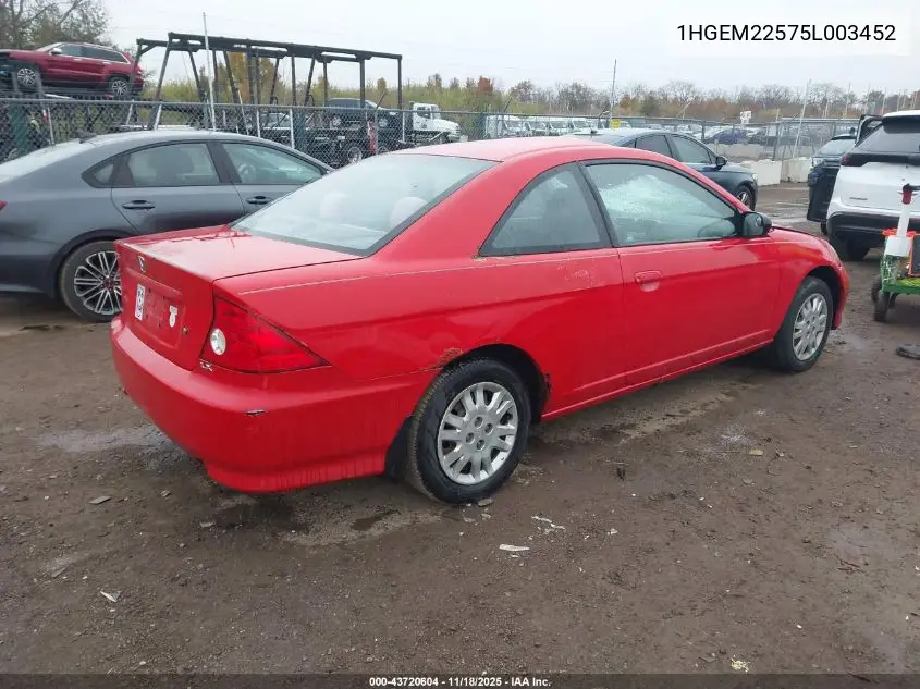 1HGEM22575L003452 2005 Honda Civic Lx