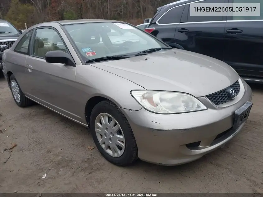 1HGEM22605L051917 2005 Honda Civic Lx