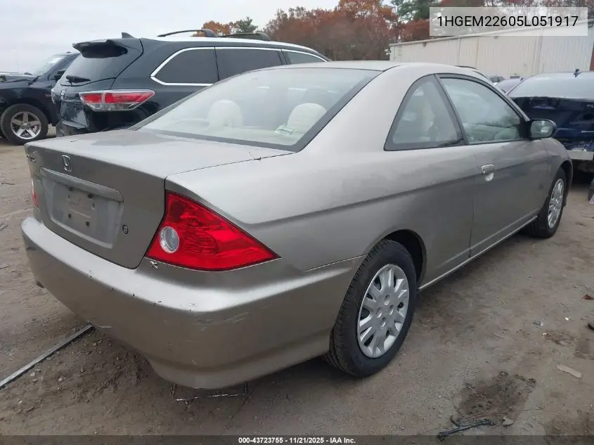1HGEM22605L051917 2005 Honda Civic Lx