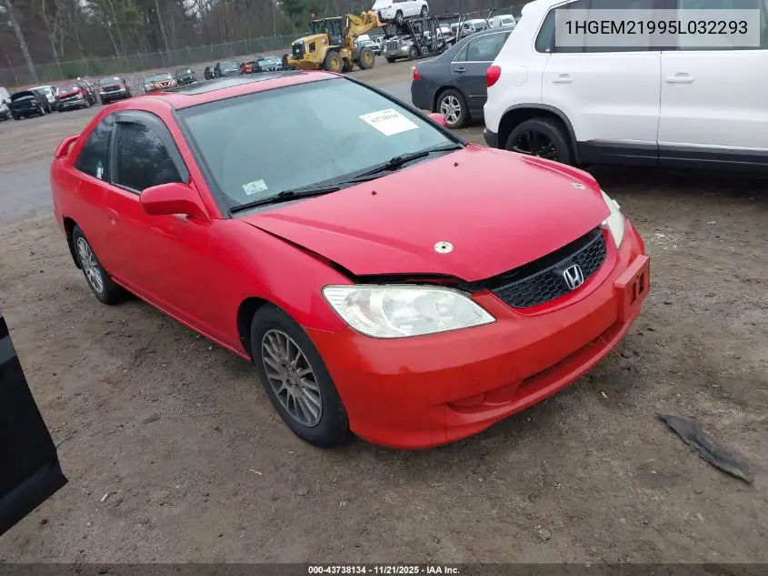1HGEM21995L032293 2005 Honda Civic Ex