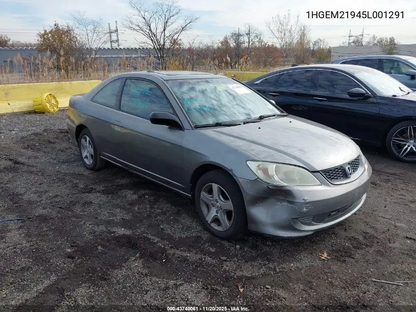 1HGEM21945L001291 2005 Honda Civic Ex