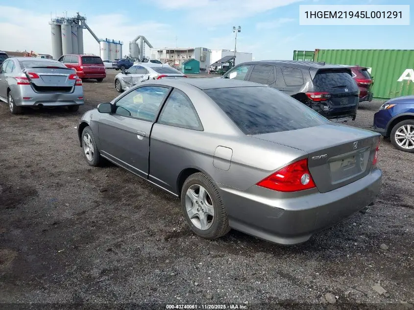 1HGEM21945L001291 2005 Honda Civic Ex