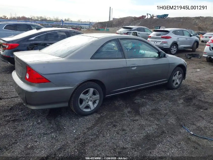 1HGEM21945L001291 2005 Honda Civic Ex