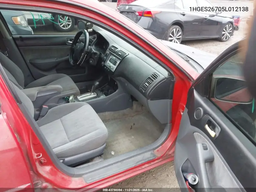 1HGES26705L012138 2005 Honda Civic Ex