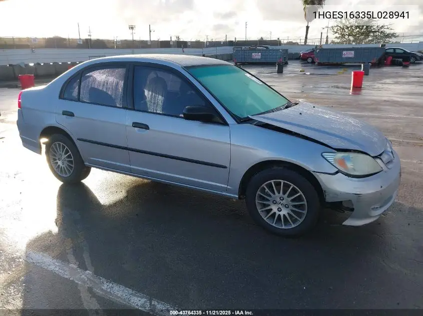 1HGES16335L028941 2005 Honda Civic Vp