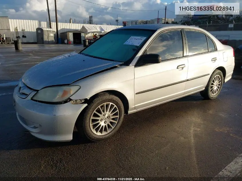 1HGES16335L028941 2005 Honda Civic Vp