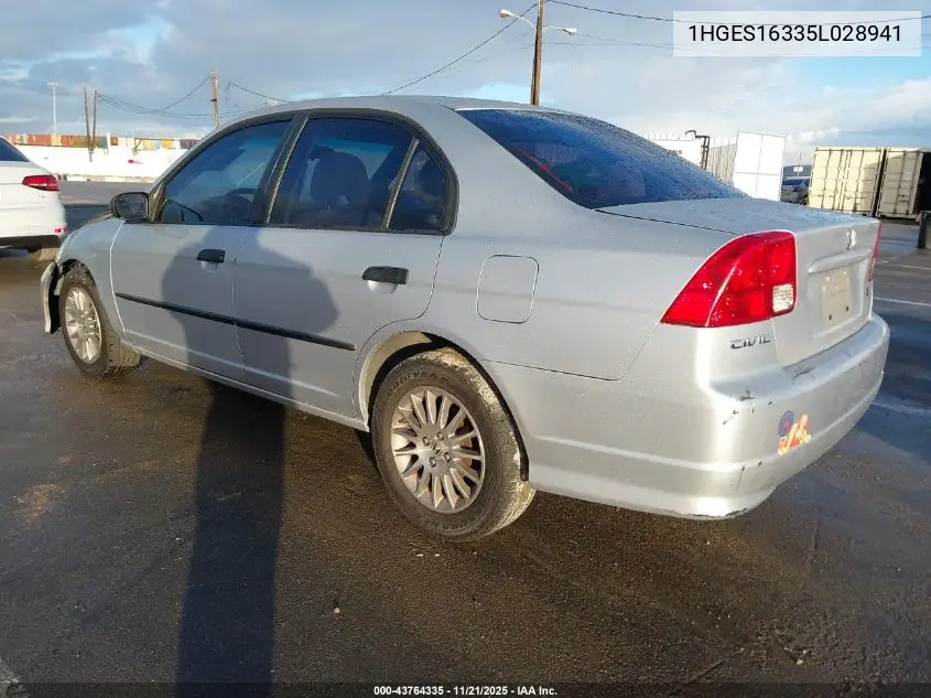 1HGES16335L028941 2005 Honda Civic Vp