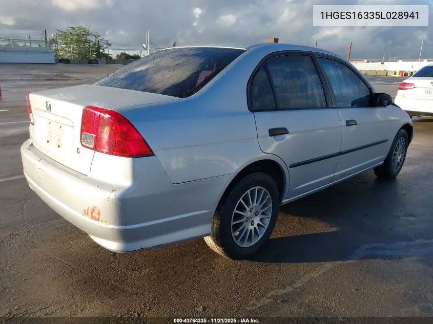 1HGES16335L028941 2005 Honda Civic Vp