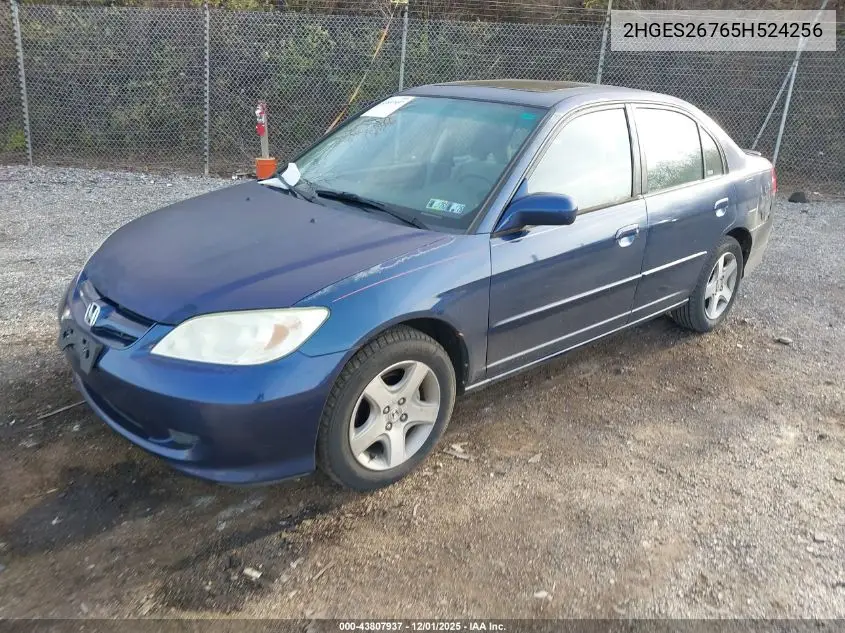 2HGES26765H524256 2005 Honda Civic Ex