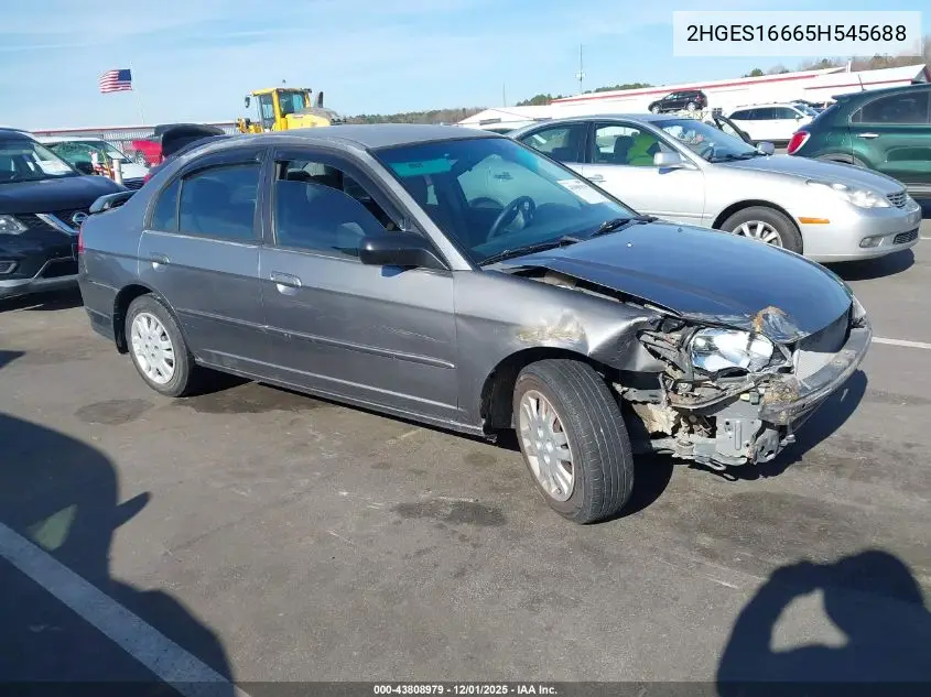 2HGES16665H545688 2005 Honda Civic Lx