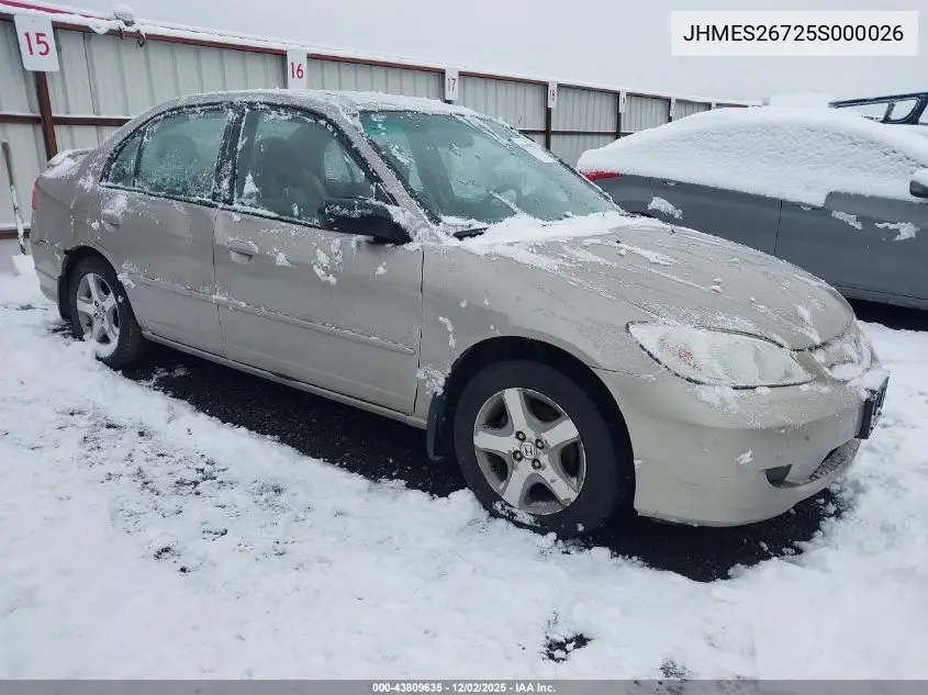 JHMES26725S000026 2005 Honda Civic Ex