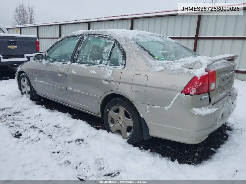 JHMES26725S000026 2005 Honda Civic Ex