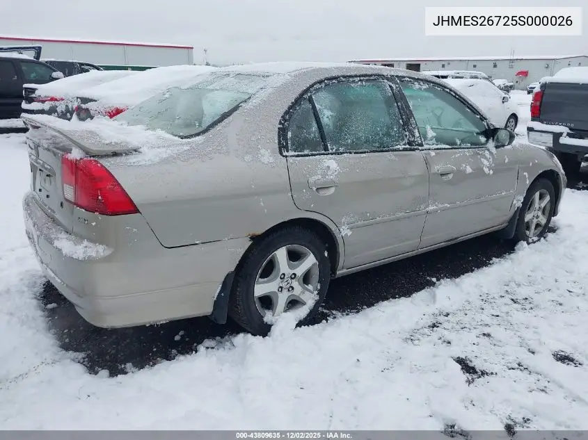 JHMES26725S000026 2005 Honda Civic Ex