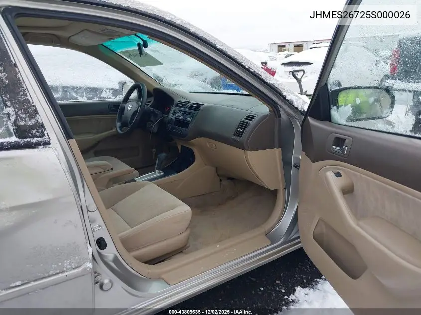 JHMES26725S000026 2005 Honda Civic Ex
