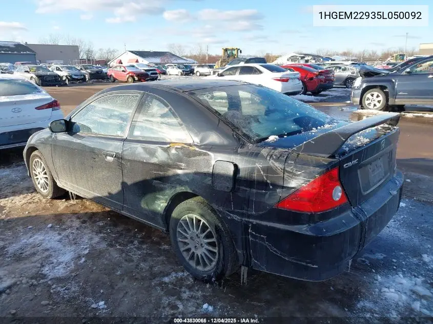 1HGEM22935L050092 2005 Honda Civic Ex