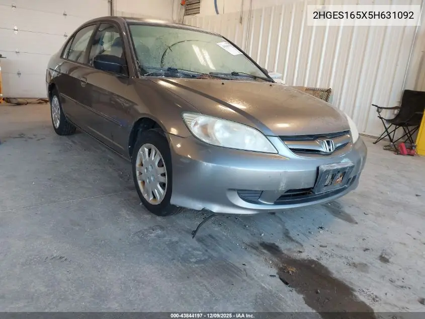 2HGES165X5H631092 2005 Honda Civic Lx