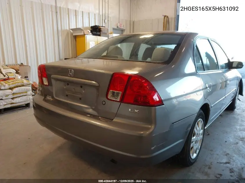 2HGES165X5H631092 2005 Honda Civic Lx