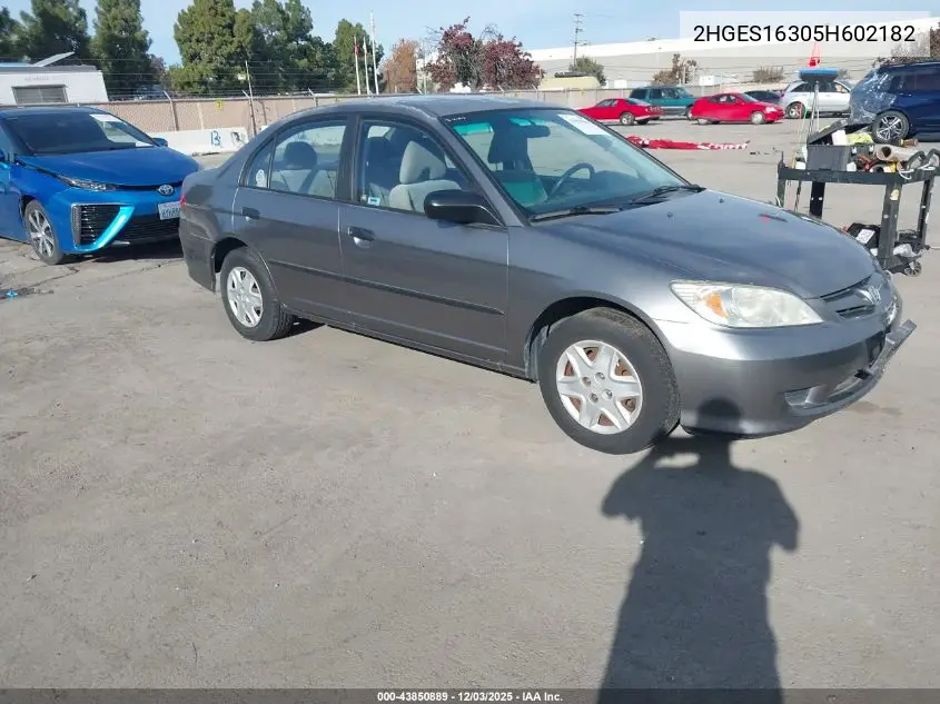 2HGES16305H602182 2005 Honda Civic Vp