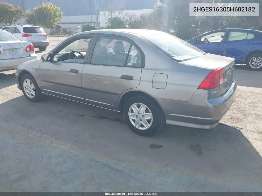 2HGES16305H602182 2005 Honda Civic Vp