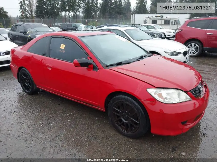 1HGEM22975L031321 2005 Honda Civic Ex