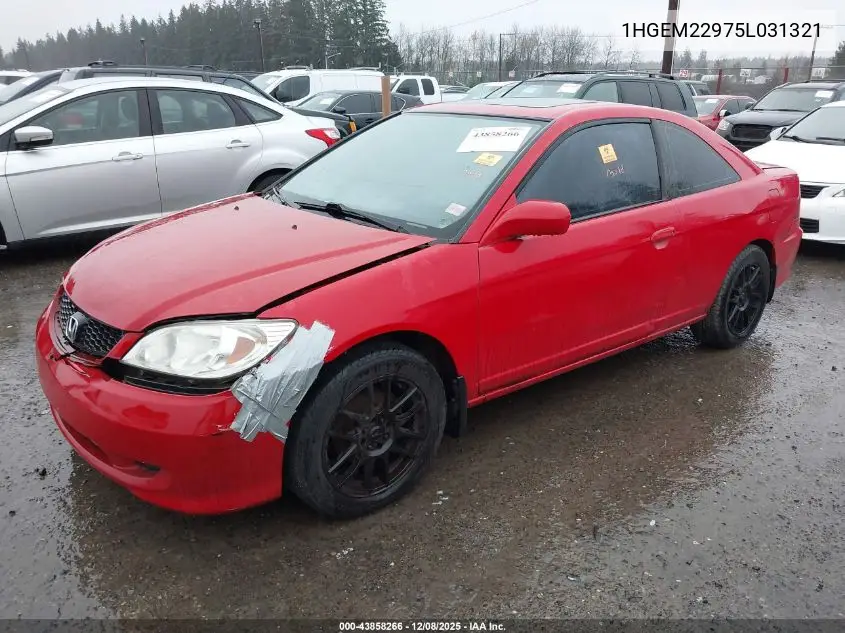 1HGEM22975L031321 2005 Honda Civic Ex
