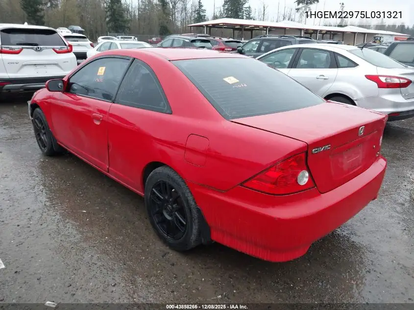 1HGEM22975L031321 2005 Honda Civic Ex