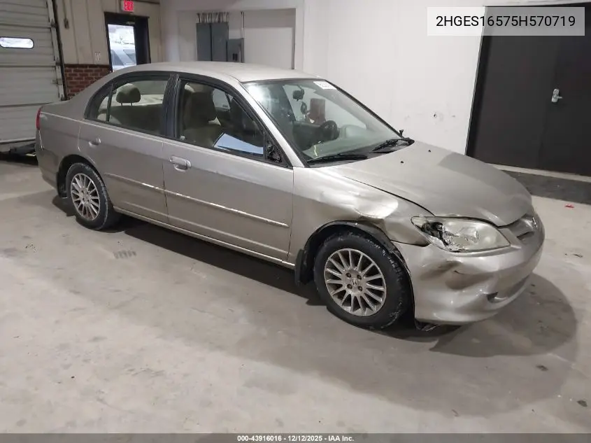 2HGES16575H570719 2005 Honda Civic Lx
