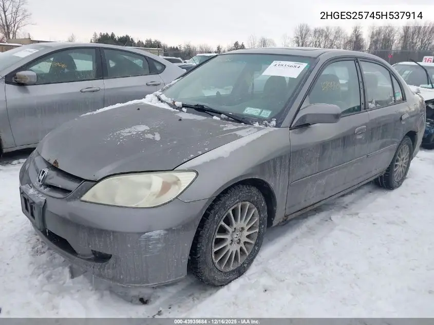2HGES25745H537914 2005 Honda Civic Ex