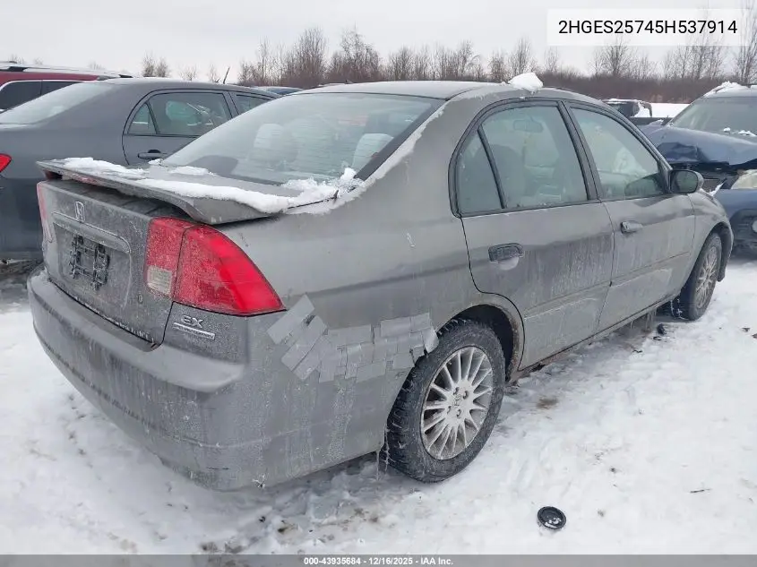 2HGES25745H537914 2005 Honda Civic Ex