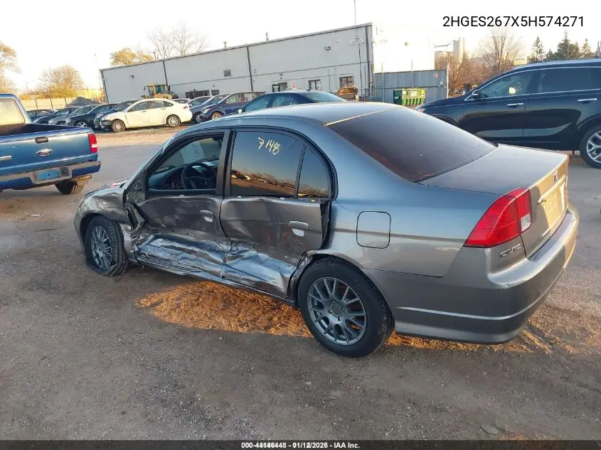 2HGES267X5H574271 2005 Honda Civic Ex