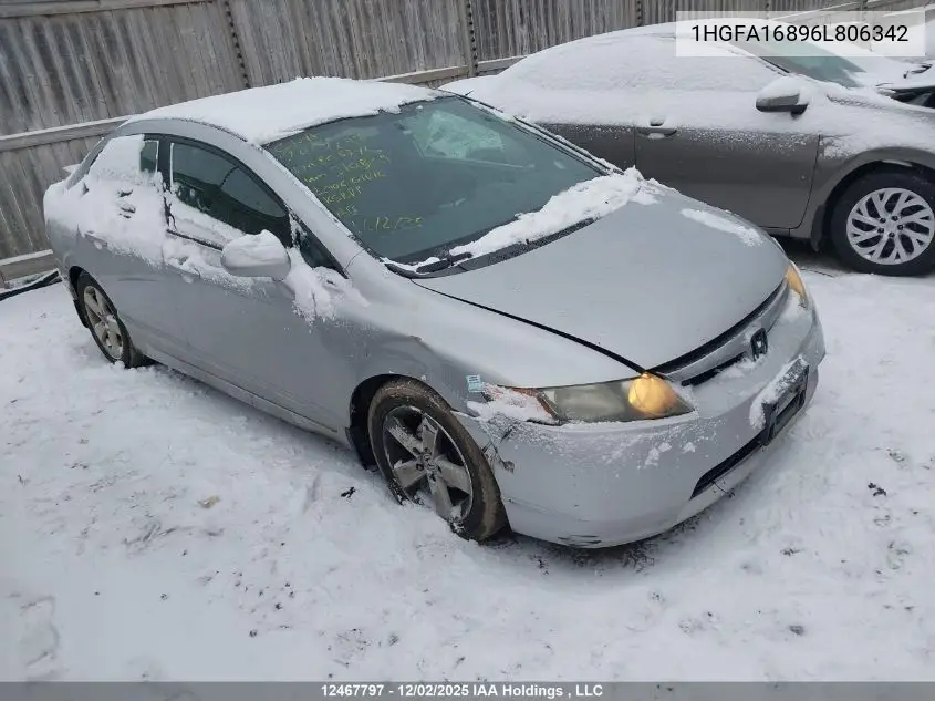1HGFA16896L806342 2006 Honda Civic Ex