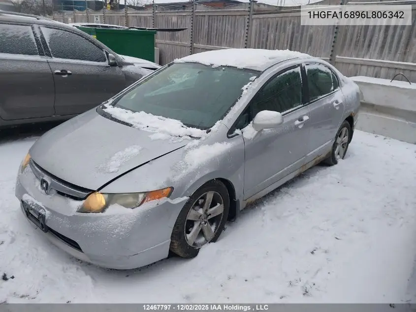 1HGFA16896L806342 2006 Honda Civic Ex