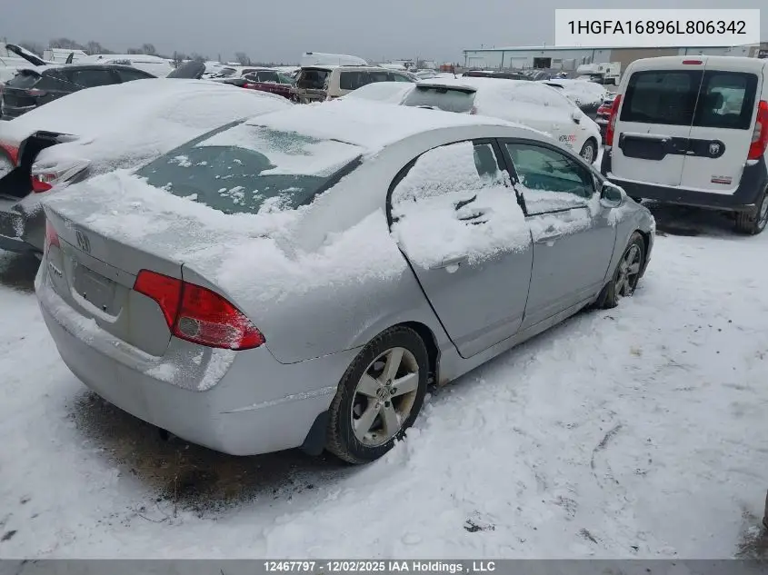 1HGFA16896L806342 2006 Honda Civic Ex