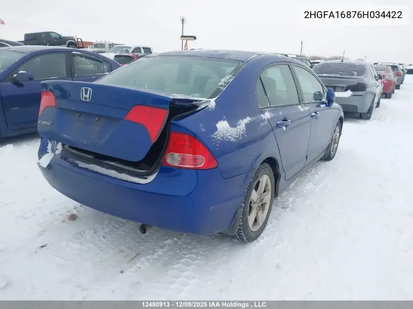 2HGFA16876H034422 2006 Honda Civic