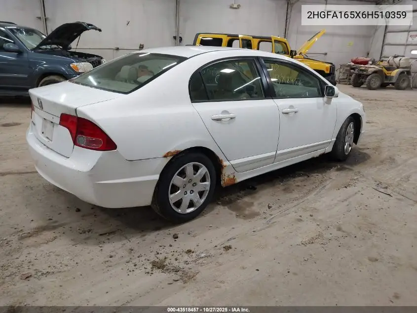 2HGFA165X6H510359 2006 Honda Civic Lx
